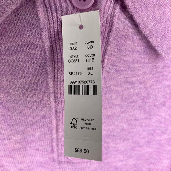 NWT J. CREW Longsleeve Sweater Polo Supersoft Yarn Merino Wool Alpaca Lilac XL - Picture 6 of 7